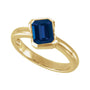Sapphire Row Lab-Grown Gemstone Half-Bezel Asymmetric Solitaire Ring - Blue Sapphire, 14K Yellow Gold (view 4)