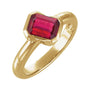 Sapphire Row Lab-Grown Gemstone Half-Bezel Asymmetric Solitaire Ring - Ruby, 14K Yellow Gold