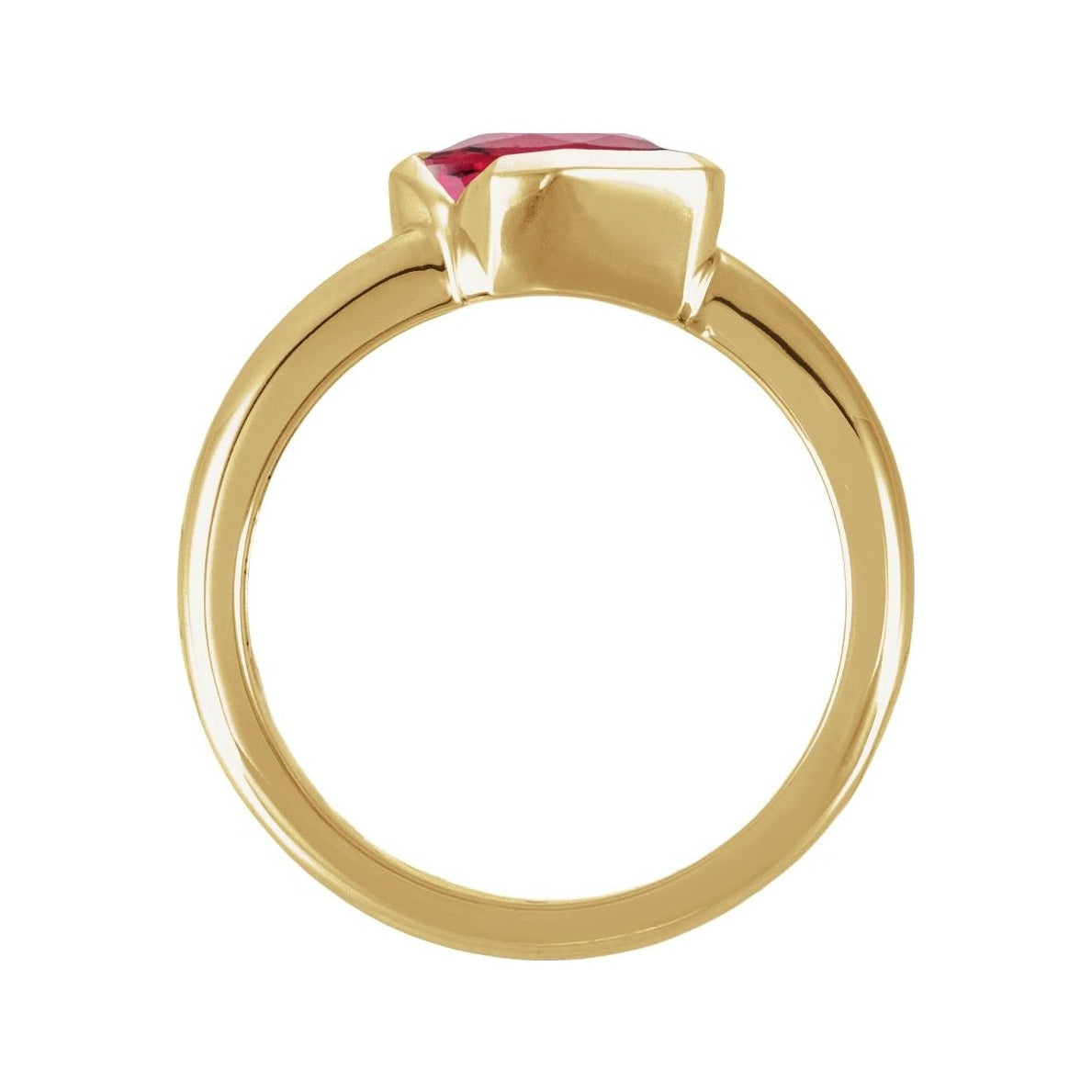 Sapphire Row Lab-Grown Gemstone Half-Bezel Asymmetric Solitaire Ring - Ruby, 14K Yellow Gold (view 2)