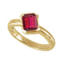 Sapphire Row Lab-Grown Gemstone Half-Bezel Asymmetric Solitaire Ring - Ruby, 14K Yellow Gold (view 4)