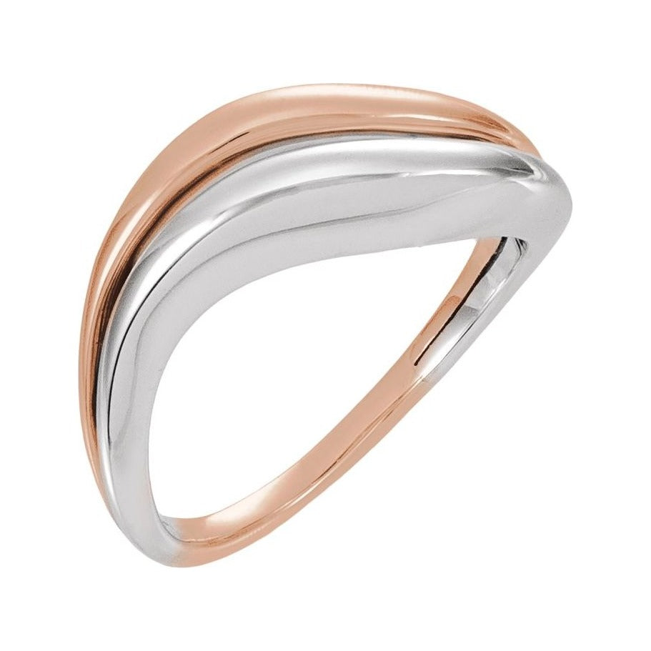 Sapphire Row Gold Two-Tone Asymmetric Ring - 14K White & Rose Gold