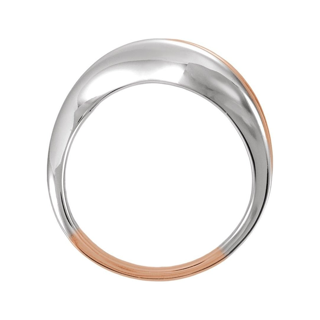 Sapphire Row Gold Two-Tone Asymmetric Ring - 14K White & Rose Gold (view 2)