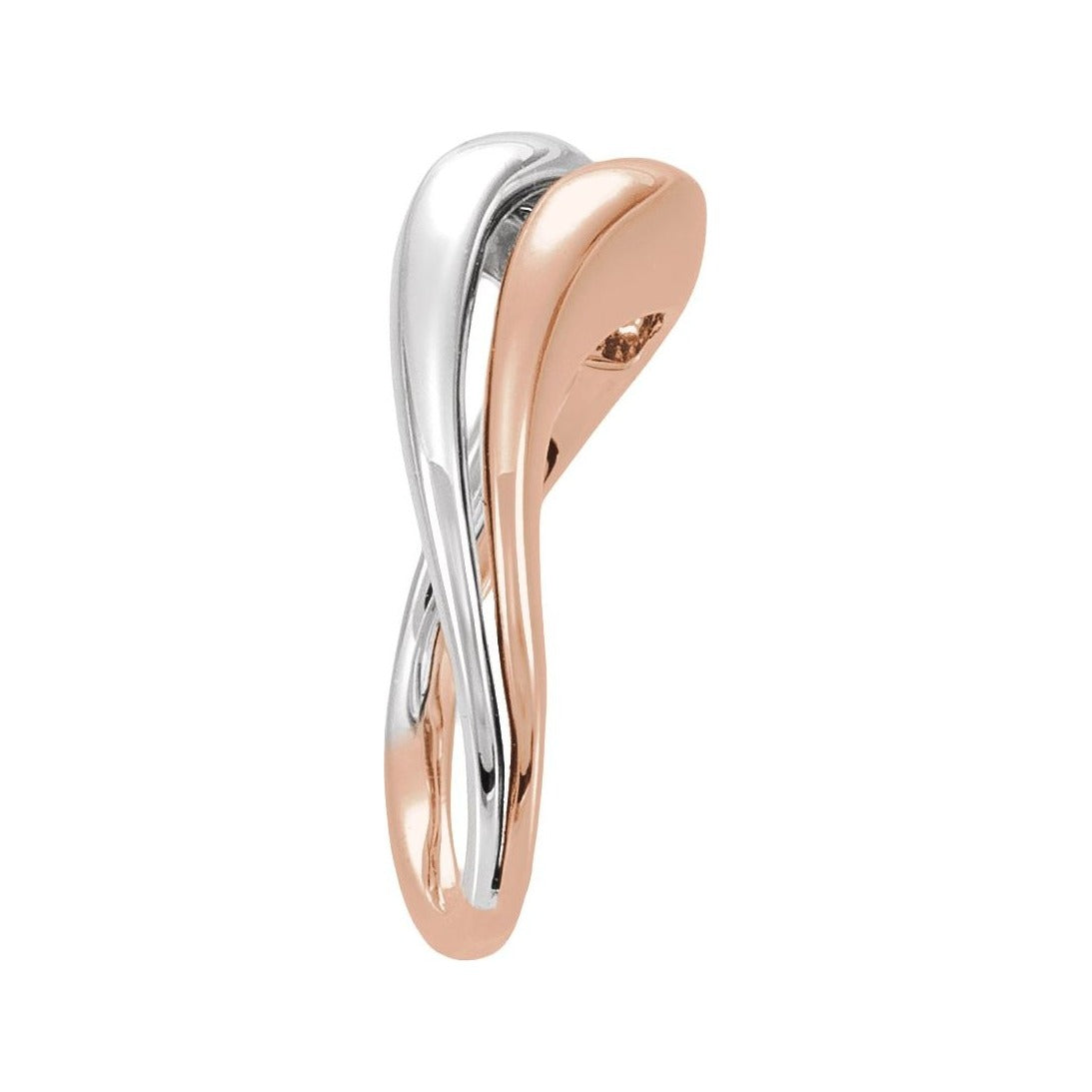Sapphire Row Gold Two-Tone Asymmetric Ring - 14K White & Rose Gold (view 3)
