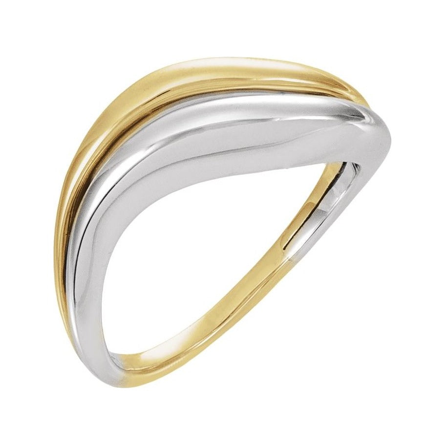 Sapphire Row Gold Two-Tone Asymmetric Ring - 14K White & Yellow Gold