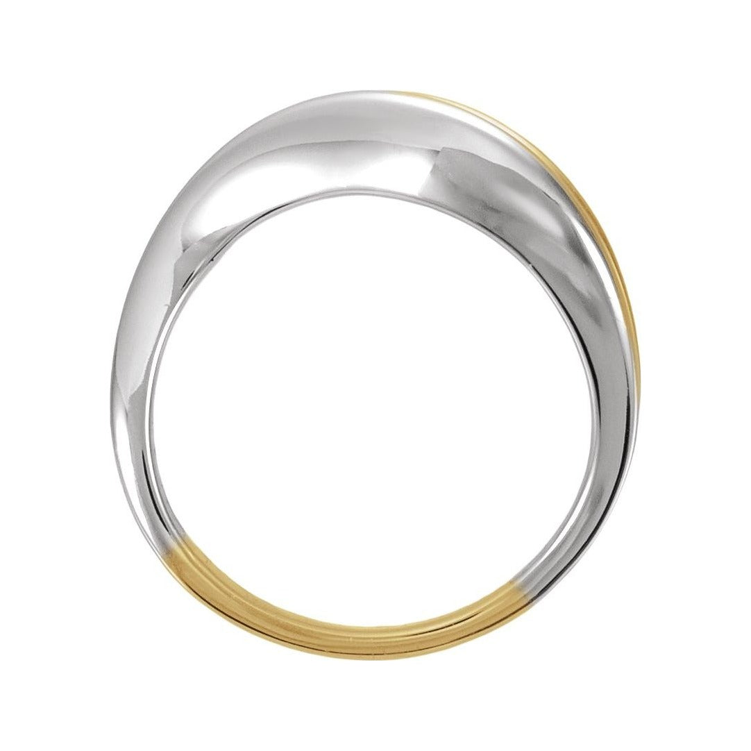 Sapphire Row Gold Two-Tone Asymmetric Ring - 14K White & Yellow Gold (view 2)