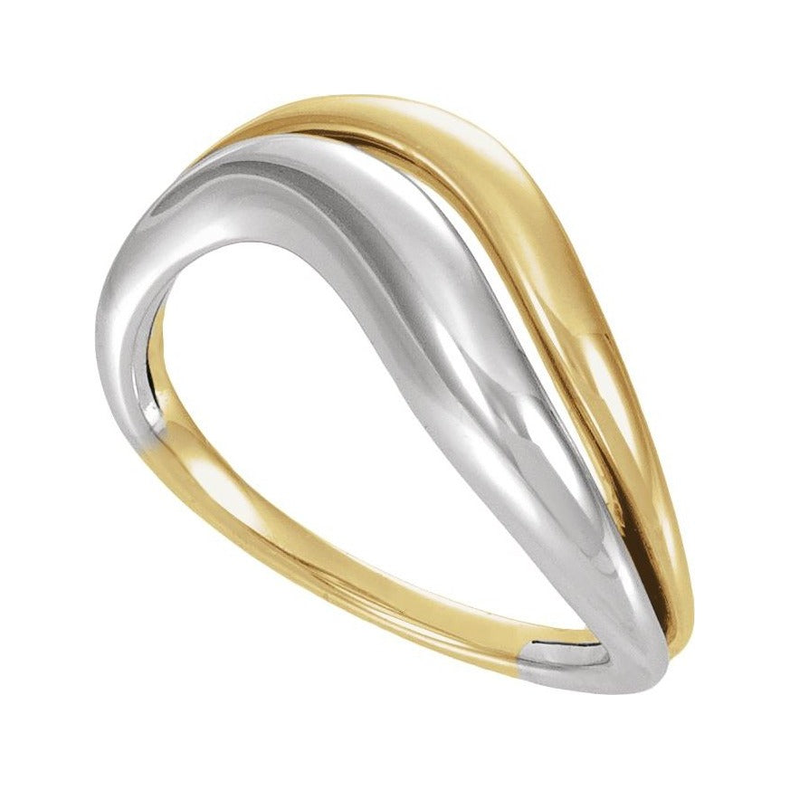 Sapphire Row Gold Two-Tone Asymmetric Ring - 14K White & Yellow Gold (view 4)