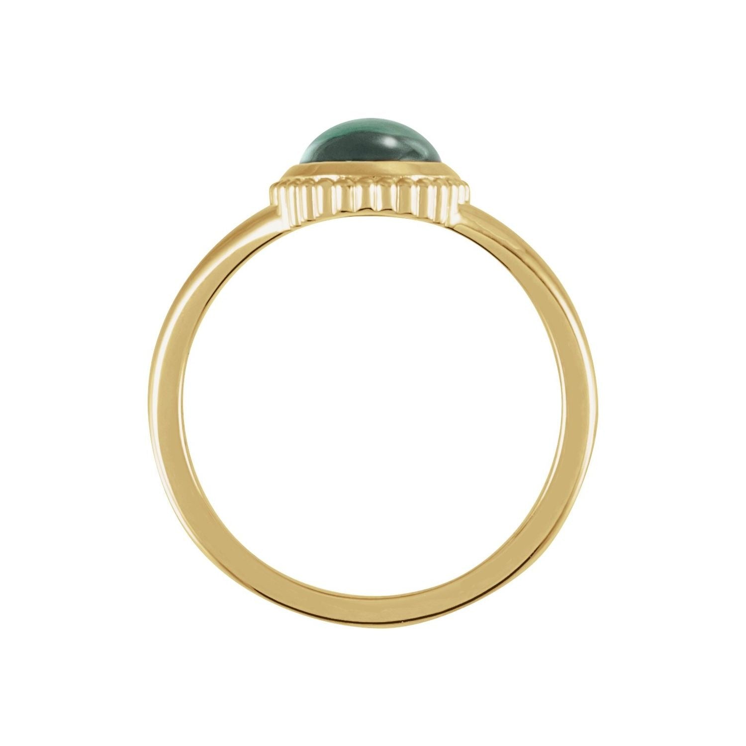 Sapphire Row Lab-Grown Emerald Vintage-Inspired Cabochon Ring - 14K Yellow Gold (view 2)