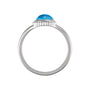Sapphire Row Natural Gemstone Vintage-Inspired Cabochon Ring - Swiss Blue Topaz, Platinum (view 2)