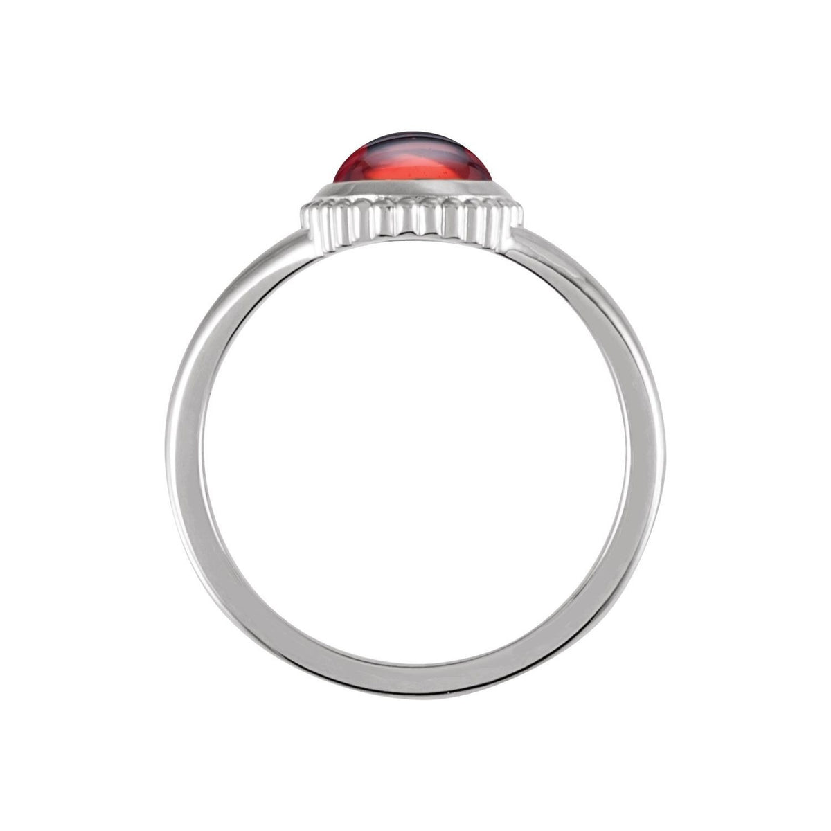Sapphire Row Natural Gemstone Vintage-Inspired Cabochon Ring - Mozambique Garnet, Platinum (view 2)