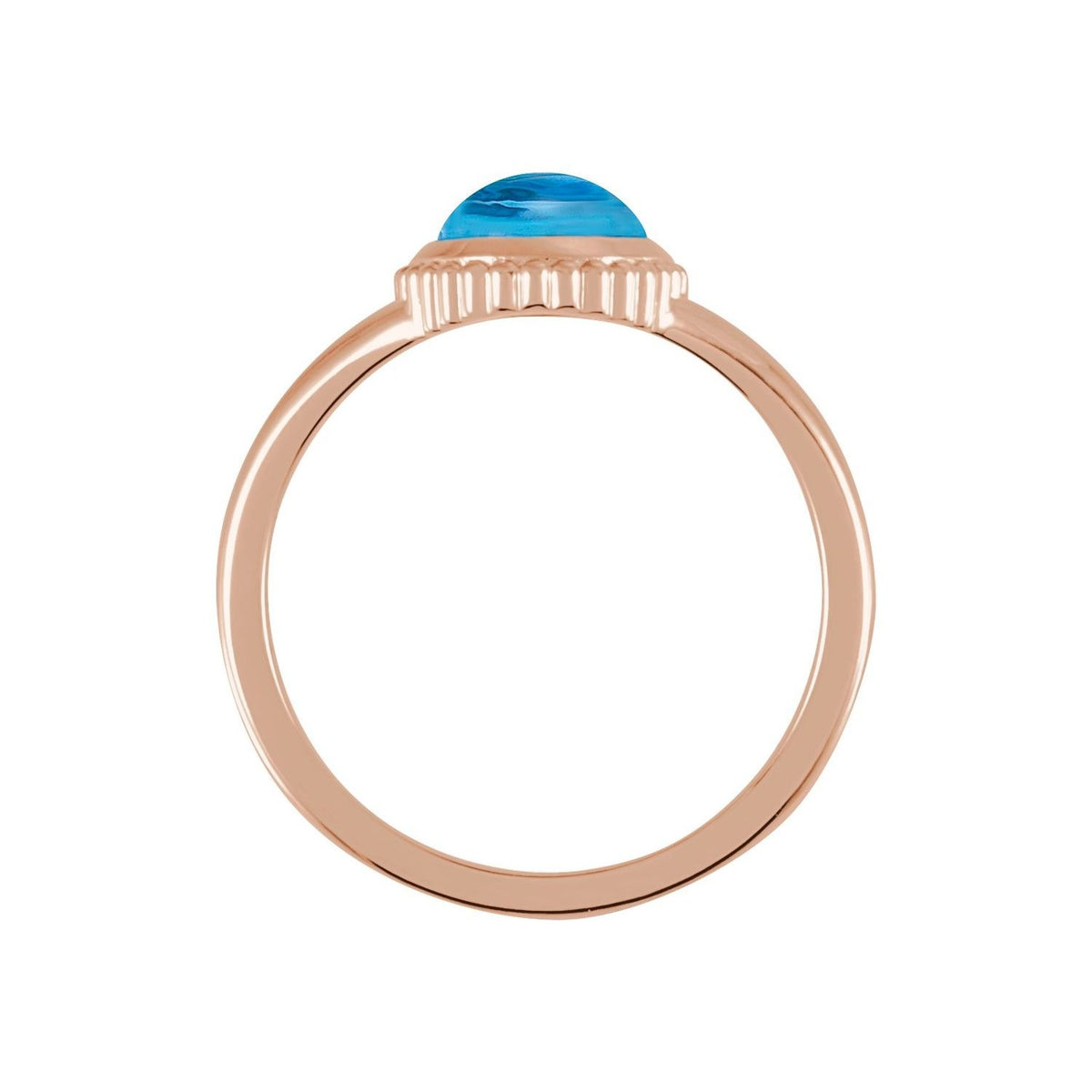Sapphire Row Natural Gemstone Vintage-Inspired Cabochon Ring - Swiss Blue Topaz, 14K Rose Gold (view 2)