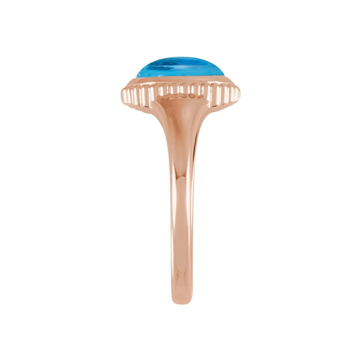 Sapphire Row Natural Gemstone Vintage-Inspired Cabochon Ring - Swiss Blue Topaz, 14K Rose Gold (view 3)