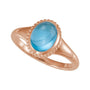Sapphire Row Natural Gemstone Vintage-Inspired Cabochon Ring - Swiss Blue Topaz, 14K Rose Gold (view 4)