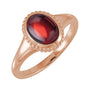Sapphire Row Natural Gemstone Vintage-Inspired Cabochon Ring - Mozambique Garnet, 14K Rose Gold