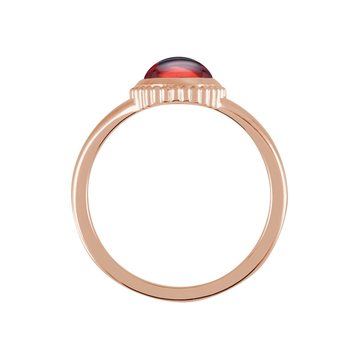 Sapphire Row Natural Gemstone Vintage-Inspired Cabochon Ring - Mozambique Garnet, 14K Rose Gold (view 2)