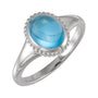 Sapphire Row Natural Gemstone Vintage-Inspired Cabochon Ring - Swiss Blue Topaz, 14K White Gold
