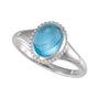 Sapphire Row Natural Gemstone Vintage-Inspired Cabochon Ring - Swiss Blue Topaz, 14K White Gold (view 4)