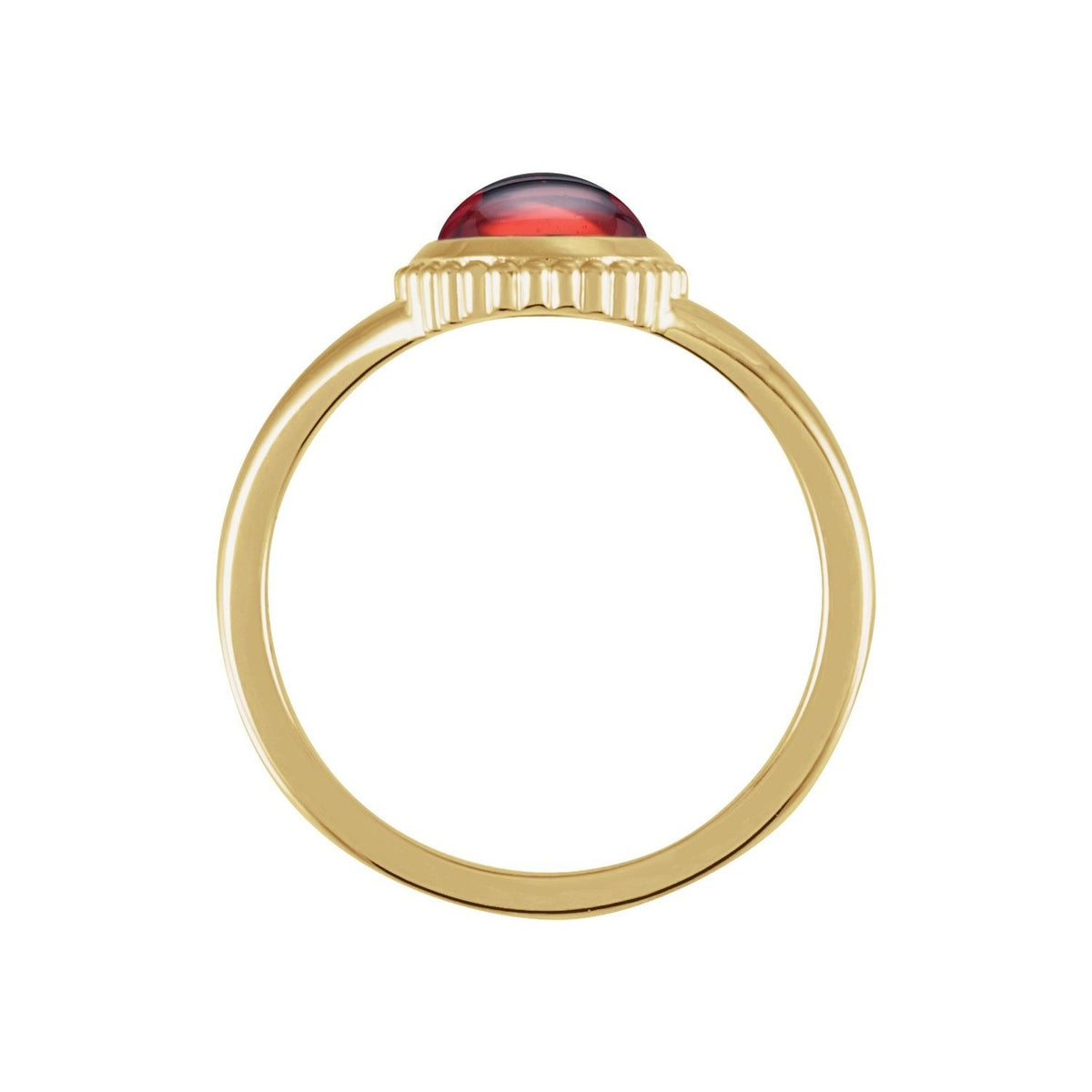 Sapphire Row Natural Gemstone Vintage-Inspired Cabochon Ring - Mozambique Garnet, 14K Yellow Gold (view 2)
