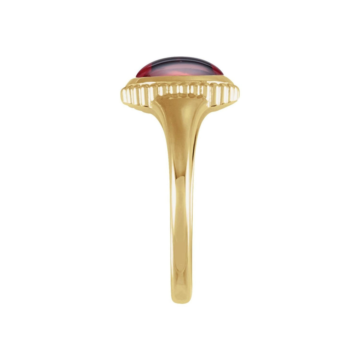 Sapphire Row Natural Gemstone Vintage-Inspired Cabochon Ring - Mozambique Garnet, 14K Yellow Gold (view 3)