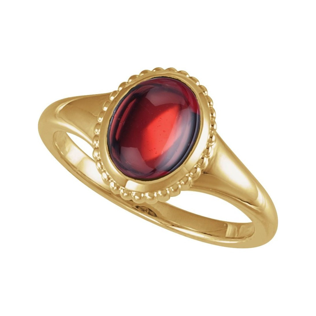 Sapphire Row Natural Gemstone Vintage-Inspired Cabochon Ring - Mozambique Garnet, 14K Yellow Gold (view 4)
