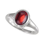 Sapphire Row Natural Gemstone Vintage-Inspired Cabochon Ring - Mozambique Garnet, 14K White Gold (view 4)