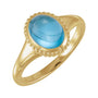 Sapphire Row Natural Gemstone Vintage-Inspired Cabochon Ring - Swiss Blue Topaz, 14K Yellow Gold