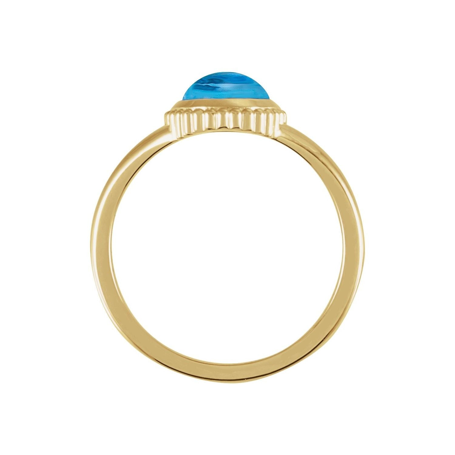 Sapphire Row Natural Gemstone Vintage-Inspired Cabochon Ring - Swiss Blue Topaz, 14K Yellow Gold (view 2)