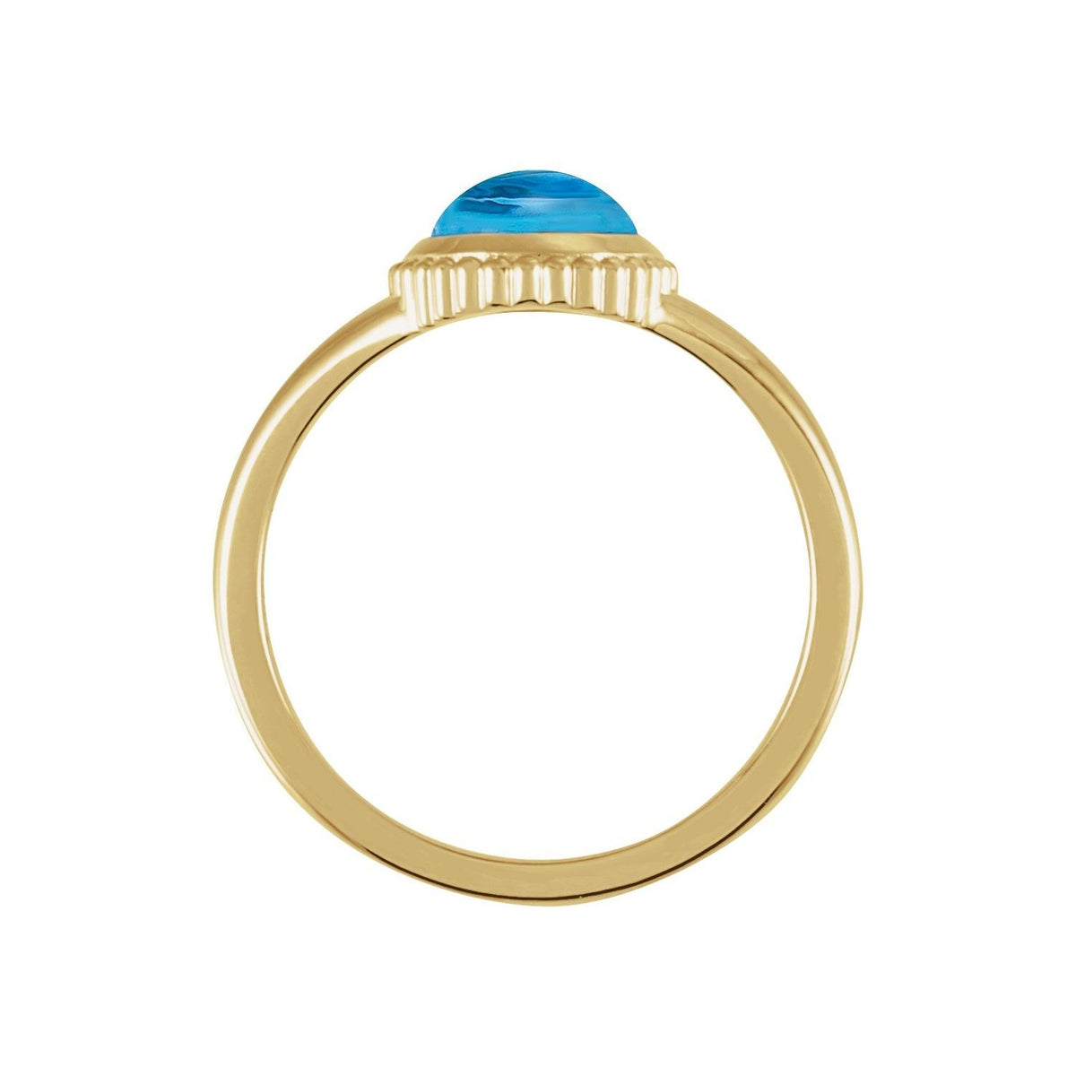 Sapphire Row Natural Gemstone Vintage-Inspired Cabochon Ring - Swiss Blue Topaz, 14K Yellow Gold (view 2)