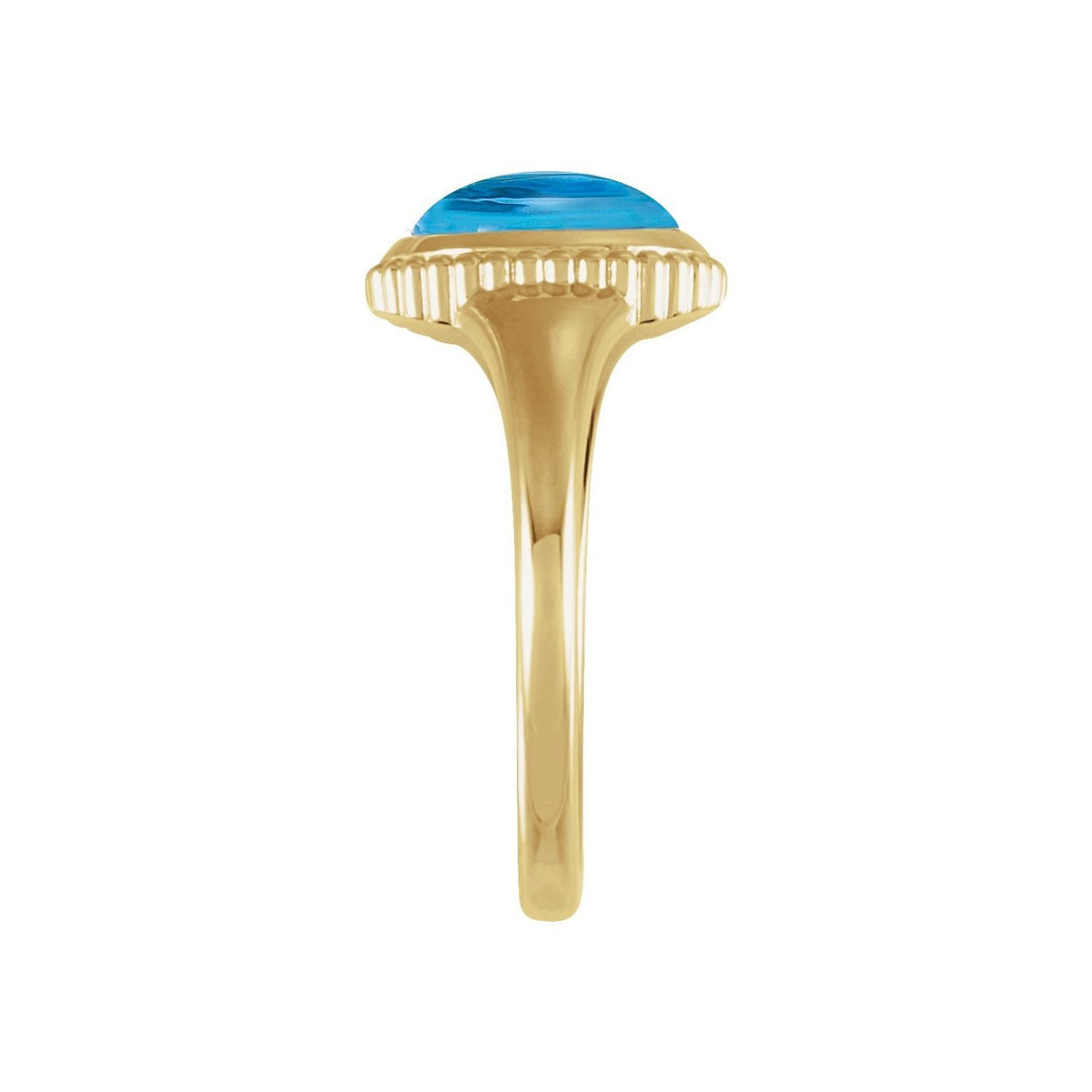 Sapphire Row Natural Gemstone Vintage-Inspired Cabochon Ring - Swiss Blue Topaz, 14K Yellow Gold (view 3)