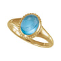 Sapphire Row Natural Gemstone Vintage-Inspired Cabochon Ring - Swiss Blue Topaz, 14K Yellow Gold (view 4)