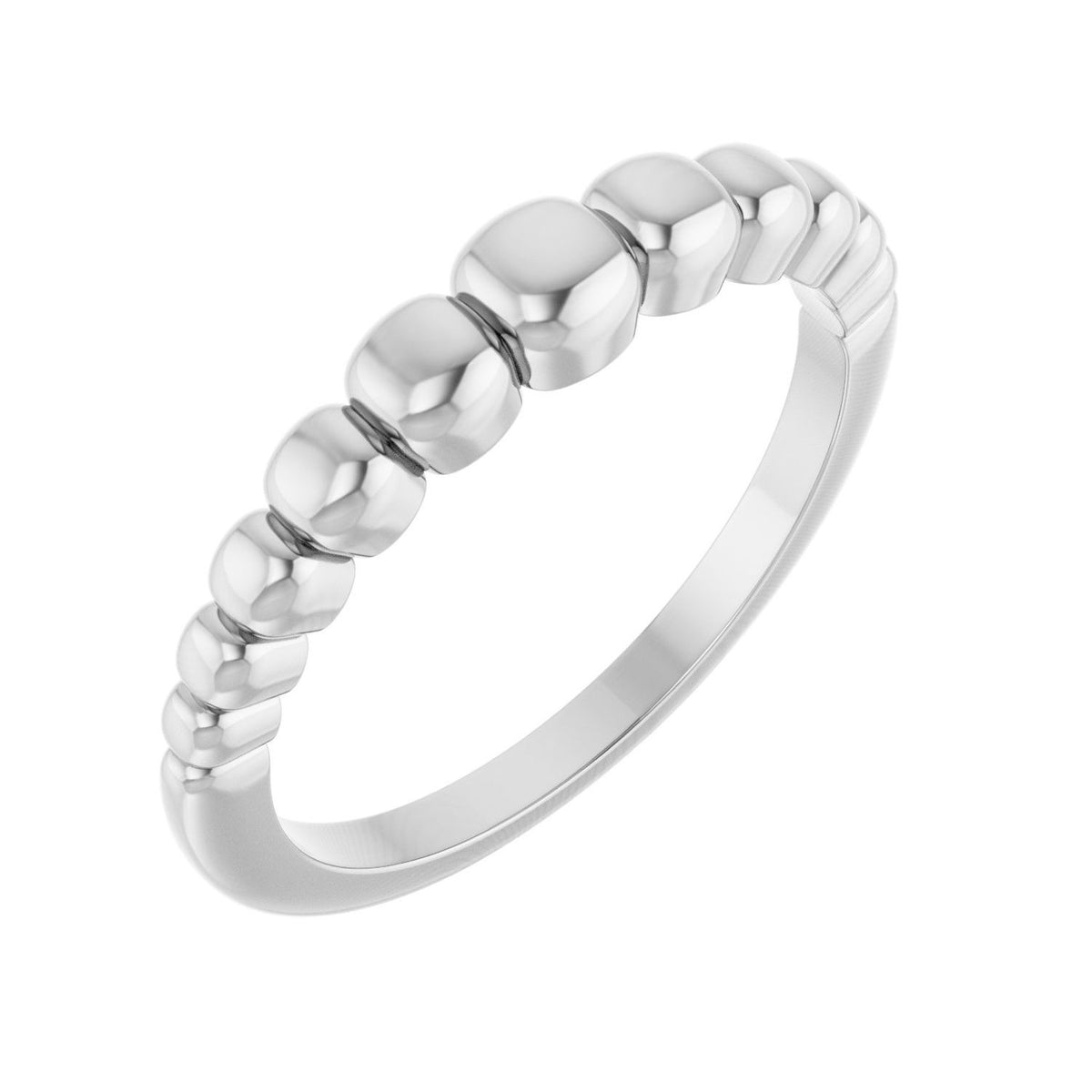 Sapphire Row Gold Graduated Bead Ring - 14K White Gold