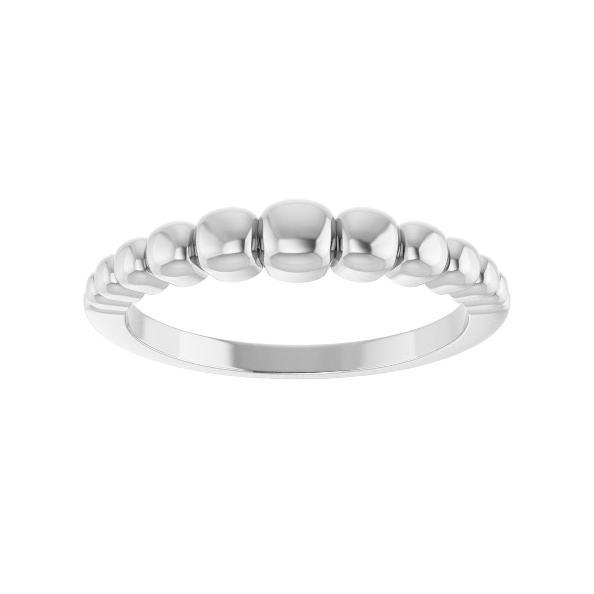 Sapphire Row Gold Graduated Bead Ring - 14K White Gold (view 3)