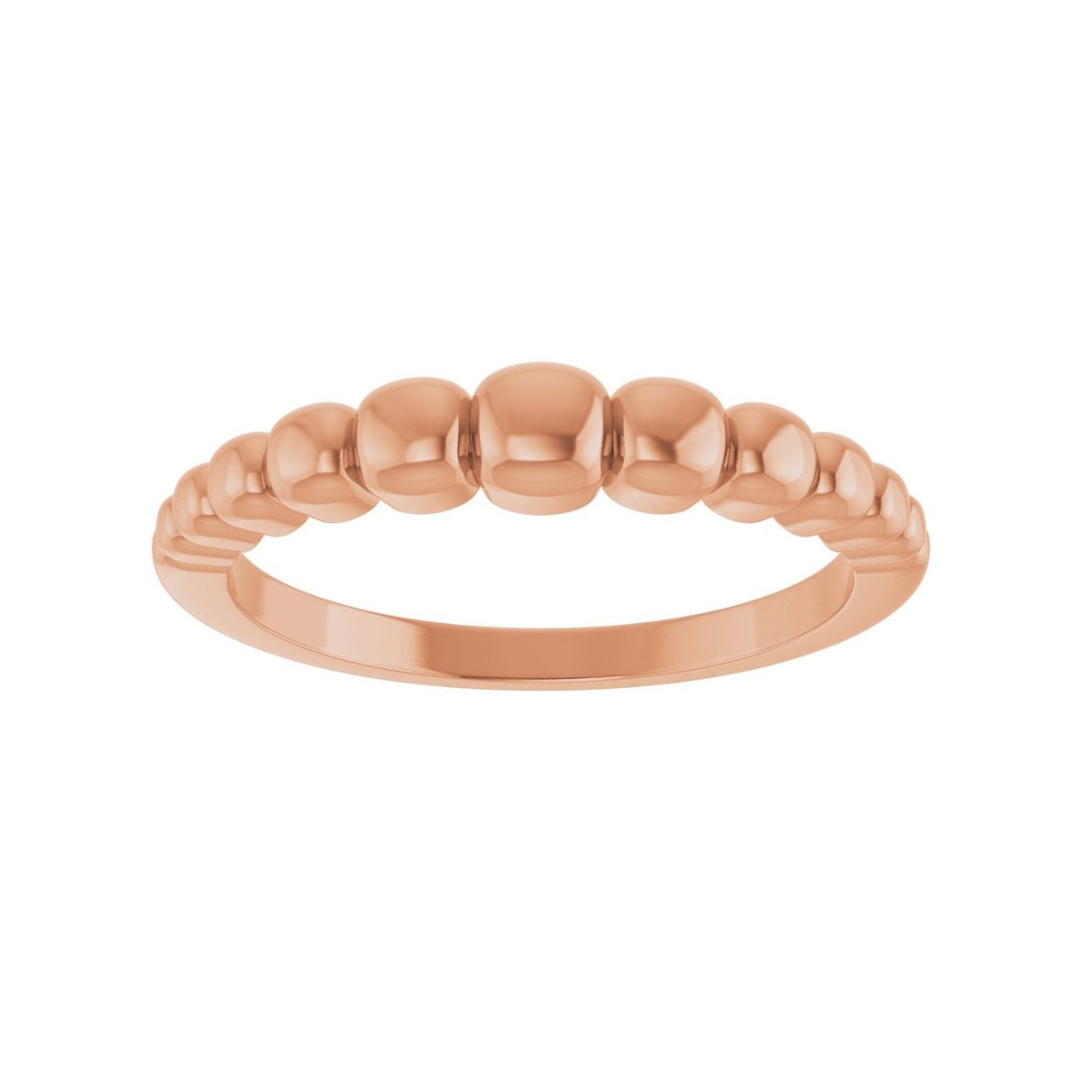 Sapphire Row Gold Graduated Bead Ring - 14K Rose Gold (view 3)