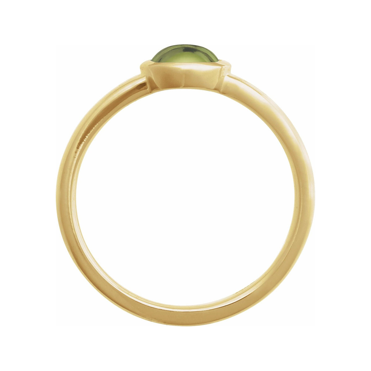 Sapphire Row Natural Gemstone Cabochon Bezel Cigar Ring - Peridot, 14K Yellow Gold (view 2)