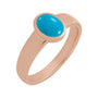 Sapphire Row Natural Gemstone Cabochon Bezel Cigar Ring - Turquoise, 14K Rose Gold