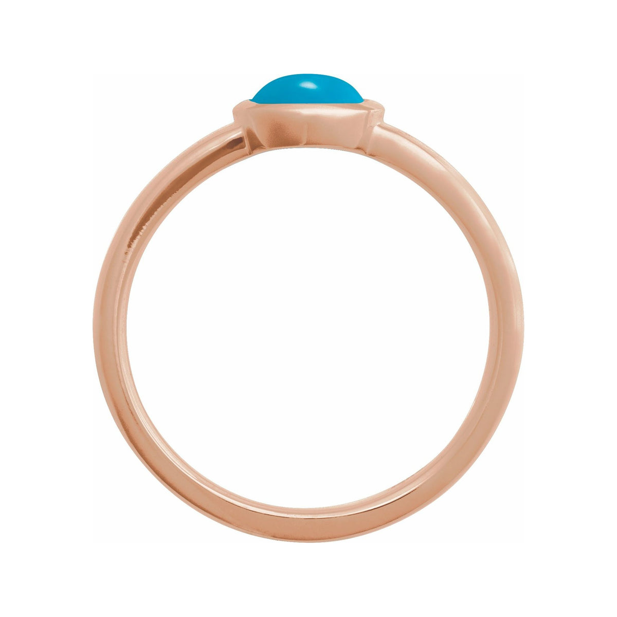 Sapphire Row Natural Gemstone Cabochon Bezel Cigar Ring - Turquoise, 14K Rose Gold (view 2)