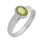 Sapphire Row Natural Gemstone Cabochon Bezel Cigar Ring - Peridot, Platinum