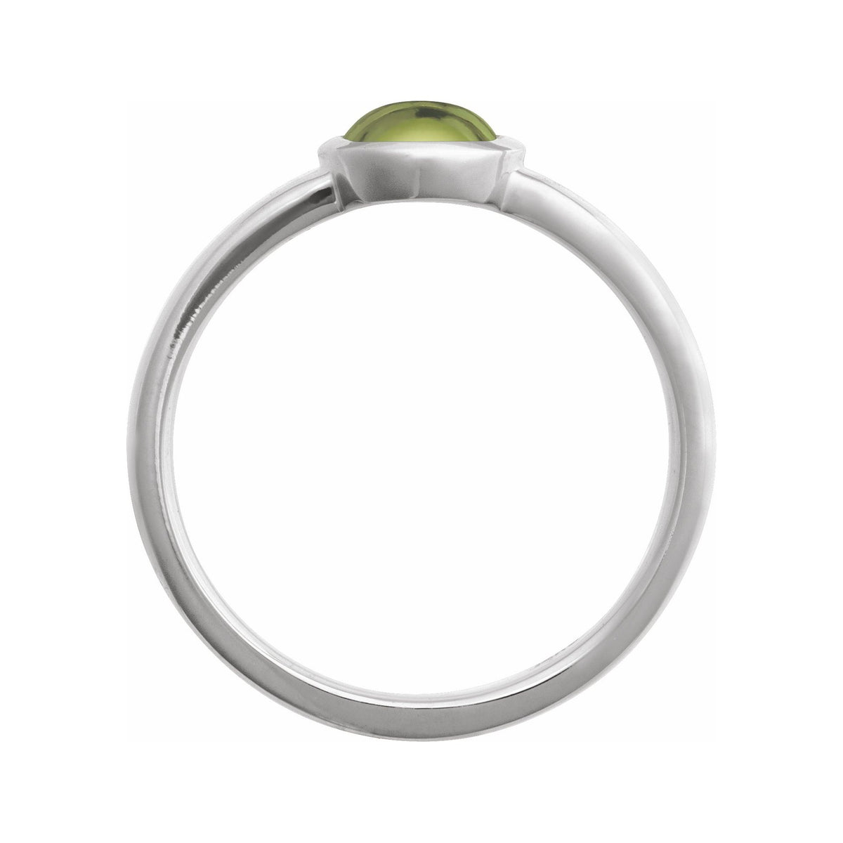 Sapphire Row Natural Gemstone Cabochon Bezel Cigar Ring - Peridot, Platinum (view 2)