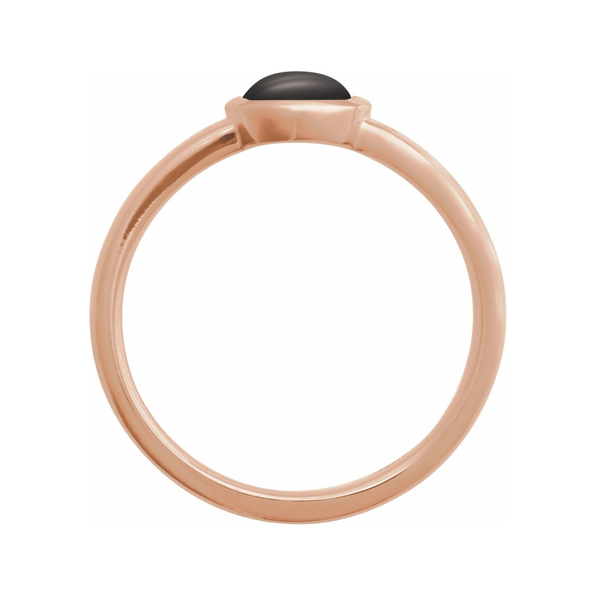 Sapphire Row Natural Gemstone Cabochon Bezel Cigar Ring - Onyx, 14K Rose Gold (view 2)