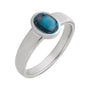 Sapphire Row Natural Gemstone Cabochon Bezel Cigar Ring - London Blue Topaz, Platinum