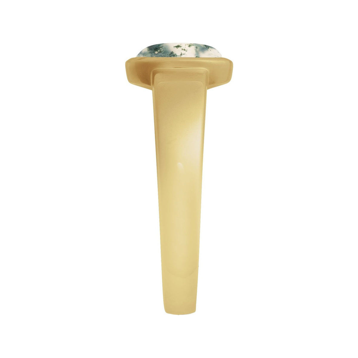 Sapphire Row Natural Gemstone Cabochon Bezel Cigar Ring - Moss Agate, 14K Yellow Gold (view 3)