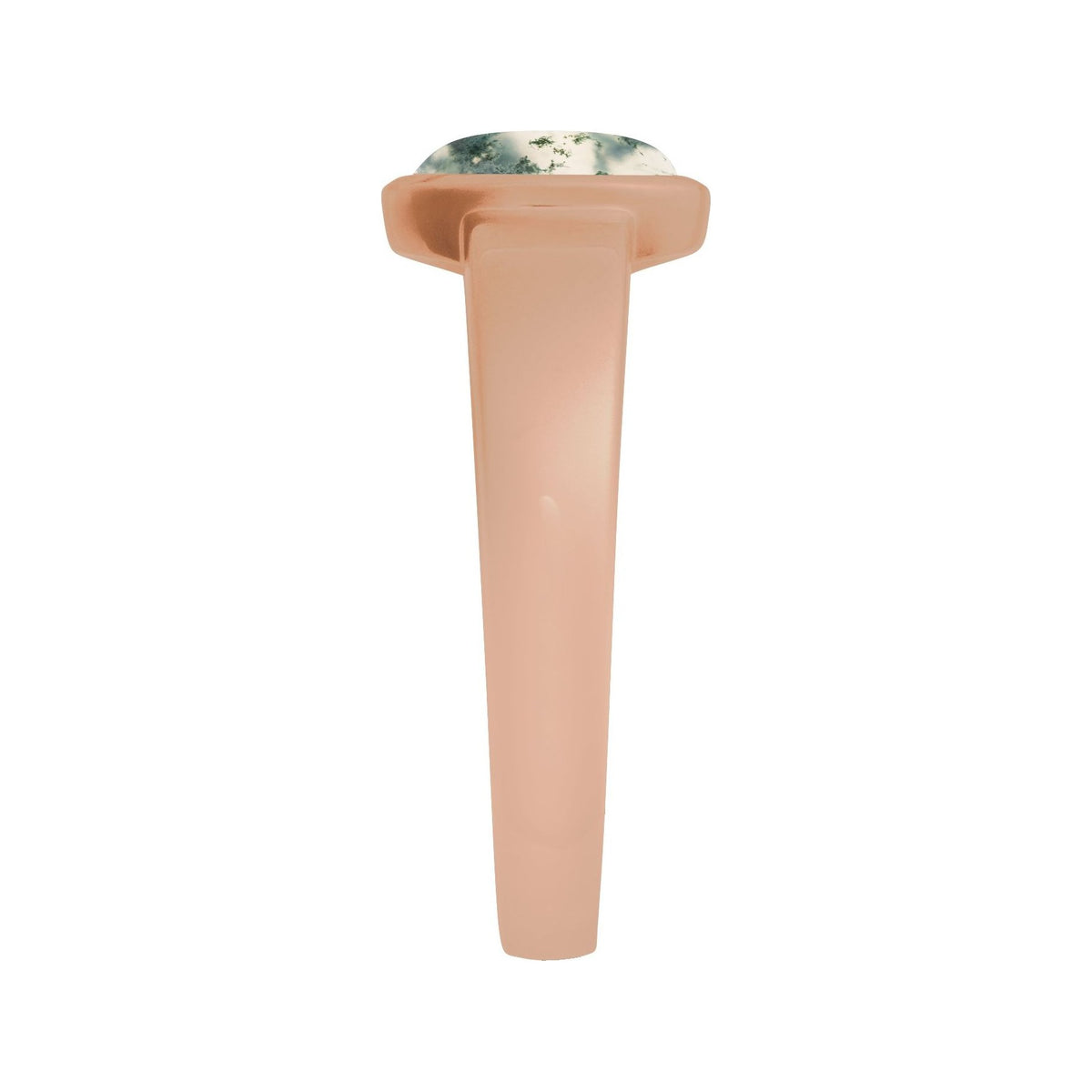 Sapphire Row Natural Gemstone Cabochon Bezel Cigar Ring - Moss Agate, 14K Rose Gold (view 3)