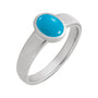 Sapphire Row Natural Gemstone Cabochon Bezel Cigar Ring - Turquoise, 14K White Gold