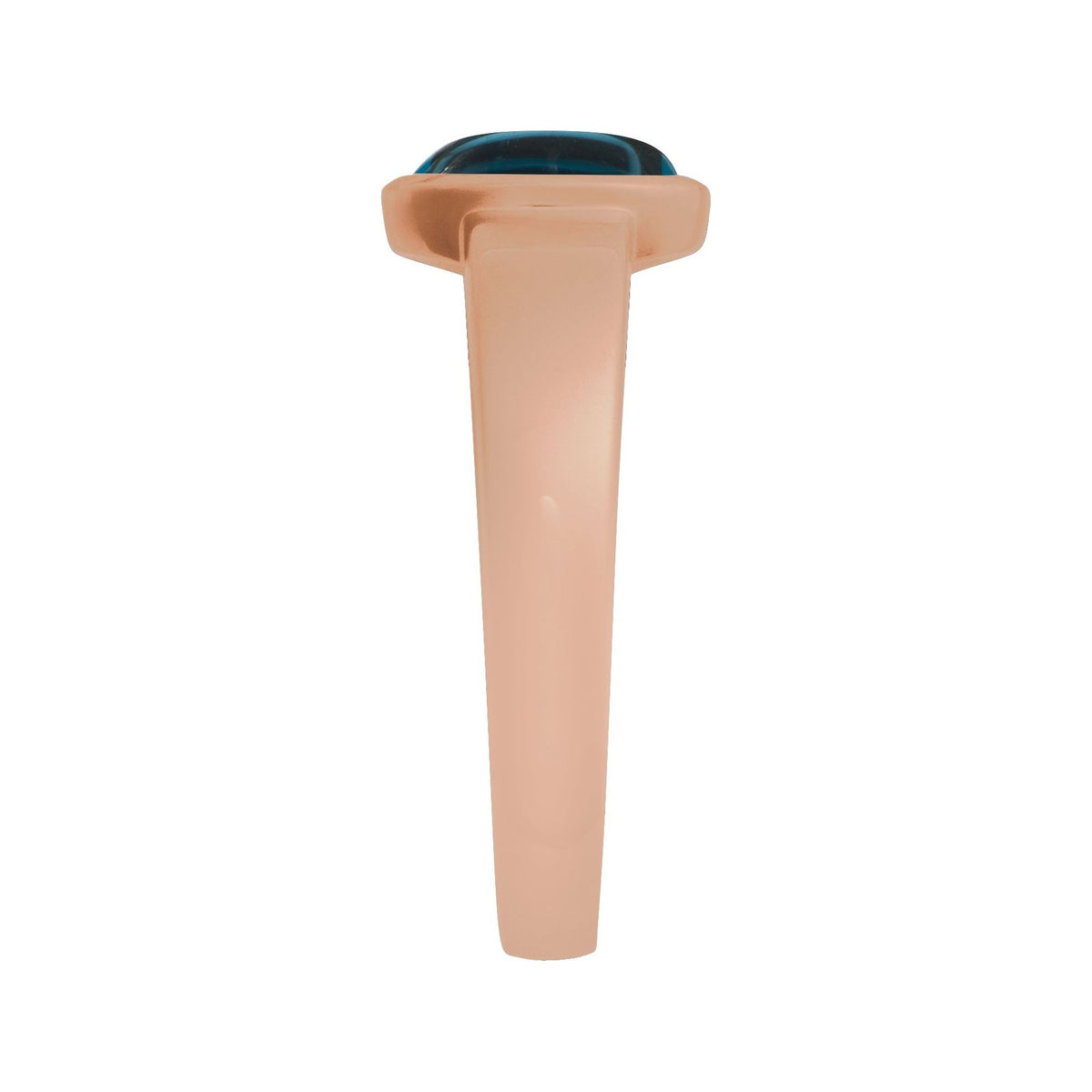 Sapphire Row Natural Gemstone Cabochon Bezel Cigar Ring - London Blue Topaz, 14K Rose Gold (view 3)