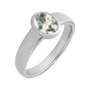 Sapphire Row Natural Gemstone Cabochon Bezel Cigar Ring - Moss Agate, Platinum
