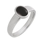 Sapphire Row Natural Gemstone Cabochon Bezel Cigar Ring - Onyx, 14K White Gold