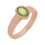 Sapphire Row Natural Gemstone Cabochon Bezel Cigar Ring - Peridot, 14K Rose Gold