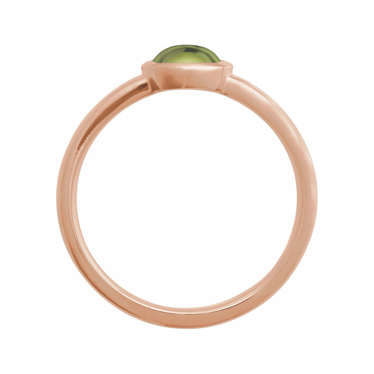 Sapphire Row Natural Gemstone Cabochon Bezel Cigar Ring - Peridot, 14K Rose Gold (view 2)
