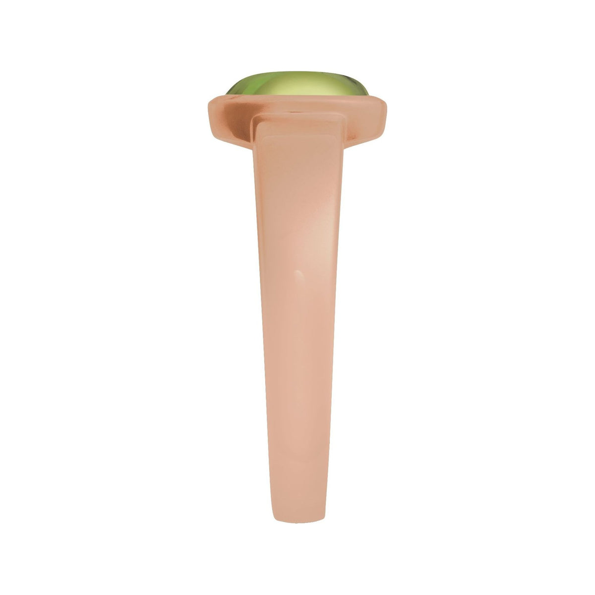 Sapphire Row Natural Gemstone Cabochon Bezel Cigar Ring - Peridot, 14K Rose Gold (view 3)