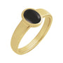 Sapphire Row Natural Gemstone Cabochon Bezel Cigar Ring - Onyx, 14K Yellow Gold