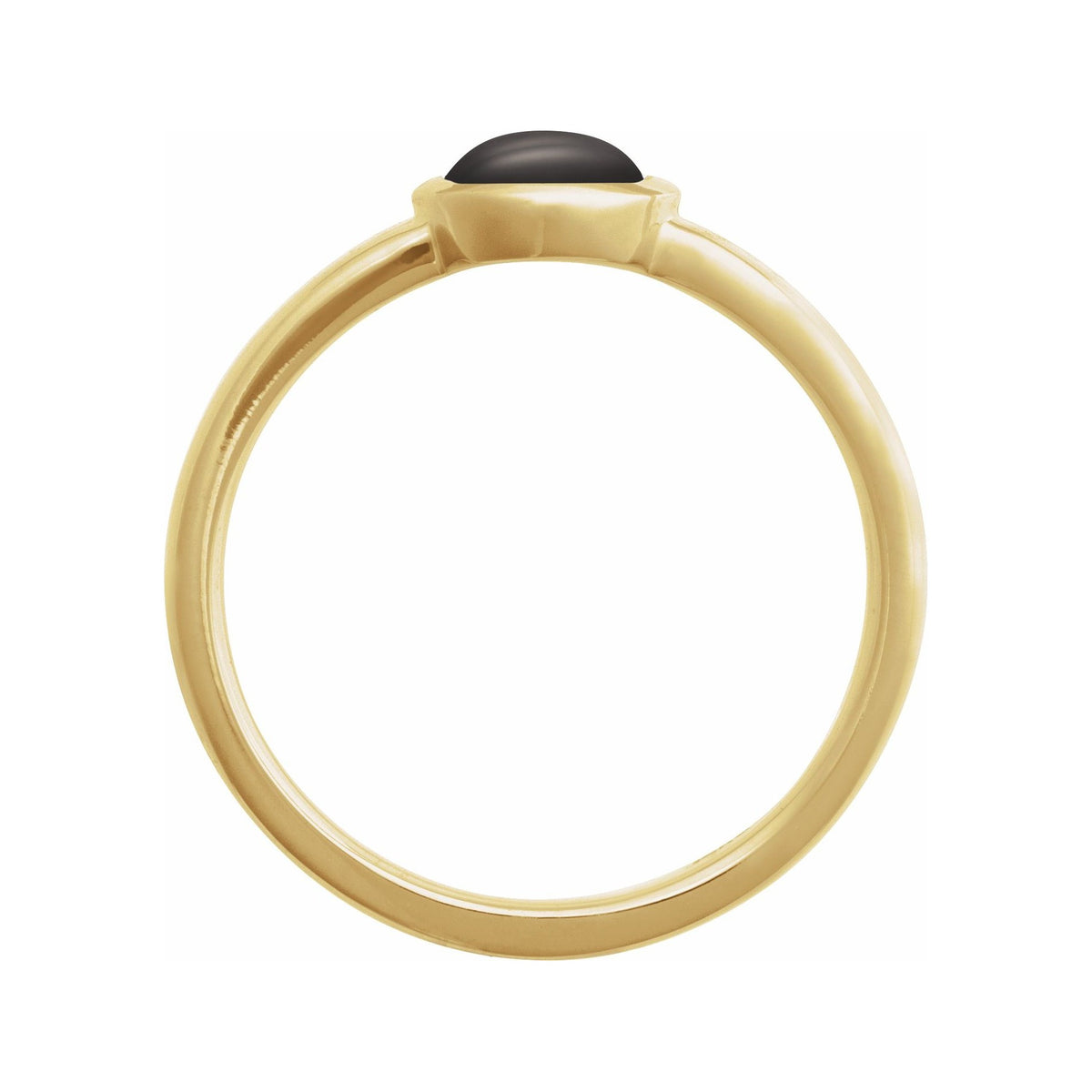 Sapphire Row Natural Gemstone Cabochon Bezel Cigar Ring - Onyx, 14K Yellow Gold (view 2)